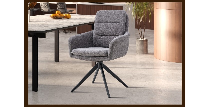 Lot de 2 fauteuils KAVINA – Tissu gris foncé – Pieds métal – Avec accoudoirs – Design élégant et enveloppant 