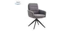 Lot de 2 fauteuils KAVINA – Tissu gris foncé – Pieds métal – Avec accoudoirs – Design élégant et enveloppant 