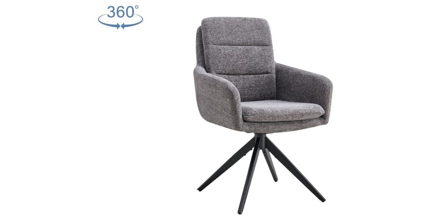 Lot de 2 fauteuils KAVINA – Tissu gris foncé – Pieds métal – Avec accoudoirs – Design élégant et enveloppant 