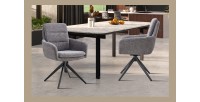 Lot de 2 fauteuils KAVINA – Tissu gris foncé – Pieds métal – Avec accoudoirs – Design élégant et enveloppant 