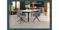 Lot de 2 fauteuils KAVINA – Tissu gris foncé – Pieds métal – Avec accoudoirs – Design élégant et enveloppant 