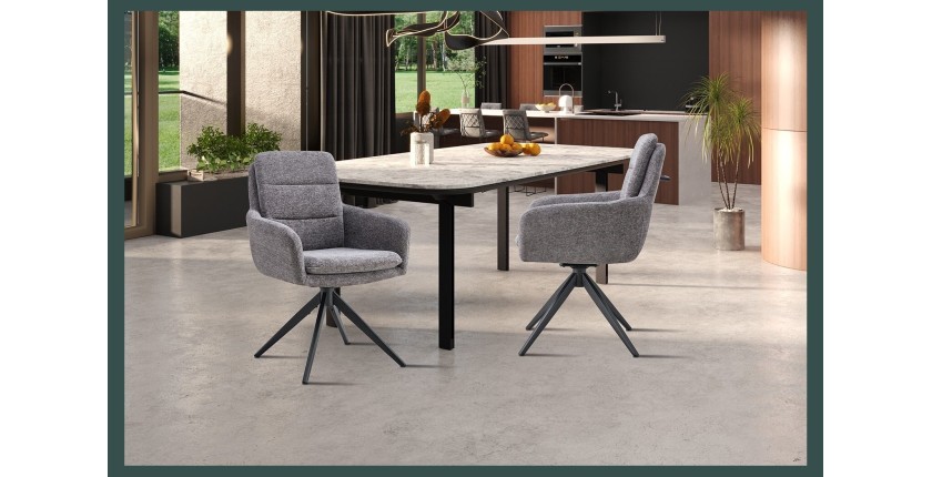 Lot de 2 fauteuils KAVINA – Tissu gris foncé – Pieds métal – Avec accoudoirs – Design élégant et enveloppant 