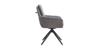 Lot de 2 fauteuils KAVINA – Tissu gris foncé – Pieds métal – Avec accoudoirs – Design élégant et enveloppant 