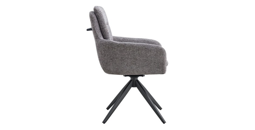 Lot de 2 fauteuils KAVINA – Tissu gris foncé – Pieds métal – Avec accoudoirs – Design élégant et enveloppant 