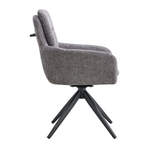Lot de 2 fauteuils KAVINA – Tissu gris foncé – Pieds métal – Avec accoudoirs – Design élégant et enveloppant 