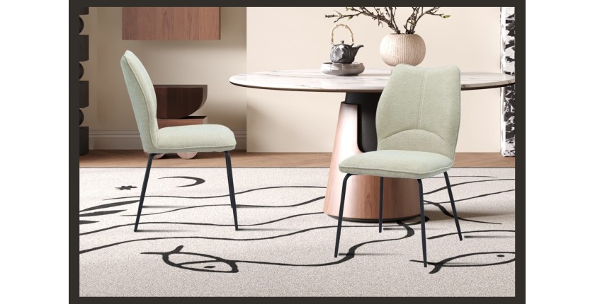 Lot de 2 chaises LIVARA – Tissu écru – Pieds métal – Design contemporain – Élégance lumineuse 