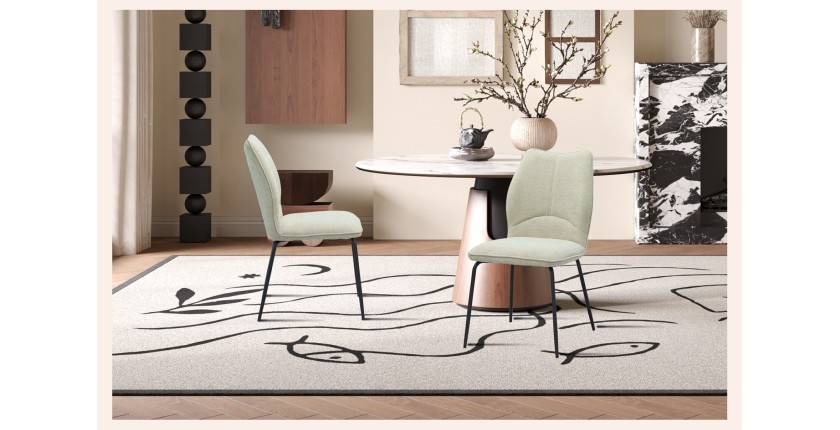 Lot de 2 chaises LIVARA – Tissu écru – Pieds métal – Design contemporain – Élégance lumineuse 