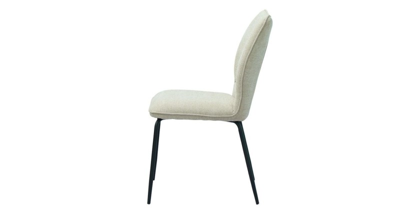 Lot de 2 chaises LIVARA – Tissu écru – Pieds métal – Design contemporain – Élégance lumineuse 