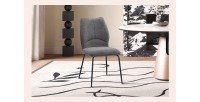 Lot de 2 chaises LIVARA – Tissu gris – Pieds métal – Design compact – Élégance sobre et moderne 