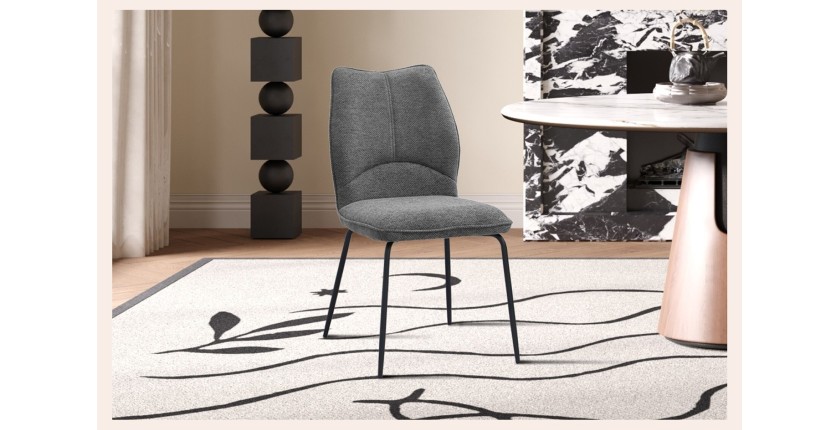 Lot de 2 chaises LIVARA – Tissu gris – Pieds métal – Design compact – Élégance sobre et moderne 