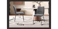 Lot de 2 chaises LIVARA – Tissu gris – Pieds métal – Design compact – Élégance sobre et moderne 