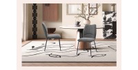 Lot de 2 chaises LIVARA – Tissu gris – Pieds métal – Design compact – Élégance sobre et moderne 