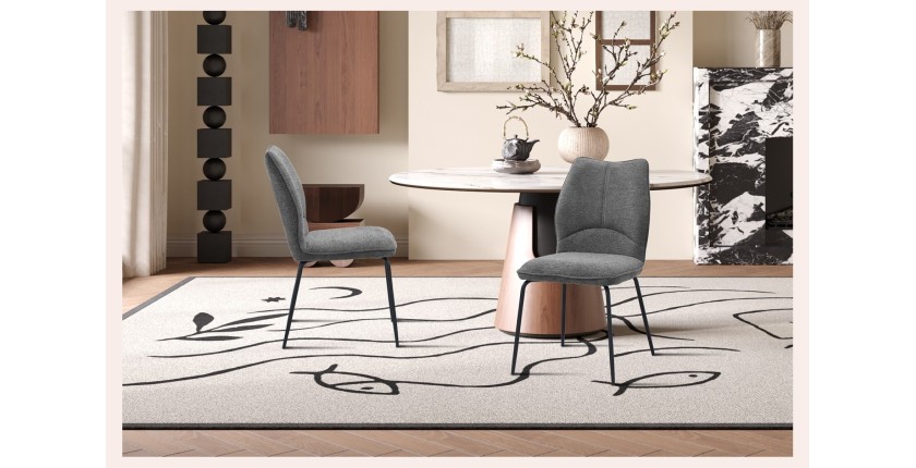 Lot de 2 chaises LIVARA – Tissu gris – Pieds métal – Design compact – Élégance sobre et moderne 