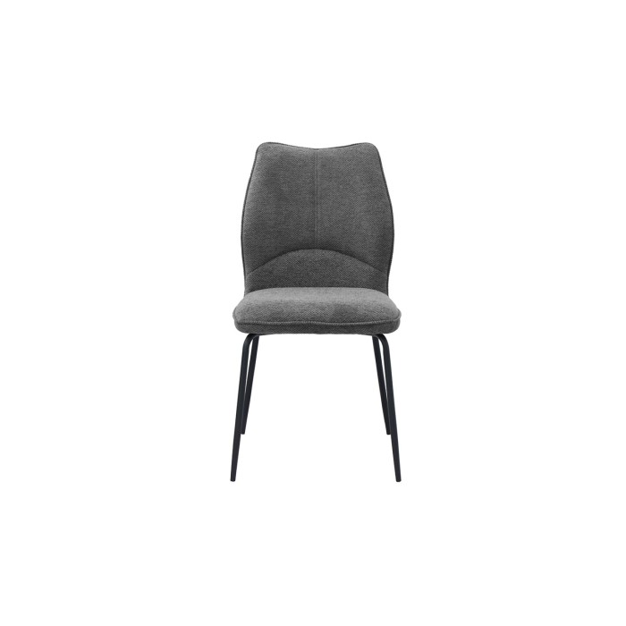 Lot de 2 chaises LIVARA – Tissu gris – Pieds métal – Design compact – Élégance sobre et moderne 