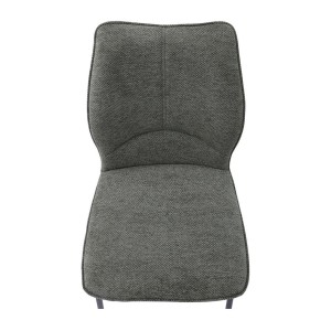 Lot de 2 chaises LIVARA – Tissu gris – Pieds métal – Design compact – Élégance sobre et moderne 