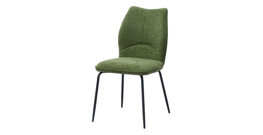 Lot de 2 chaises LIVARA – Tissu vert – Pieds métal – Design compact – Élégance naturelle et contemporaine 