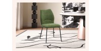 Lot de 2 chaises LIVARA – Tissu vert – Pieds métal – Design compact – Élégance naturelle et contemporaine 
