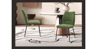 Lot de 2 chaises LIVARA – Tissu vert – Pieds métal – Design compact – Élégance naturelle et contemporaine 