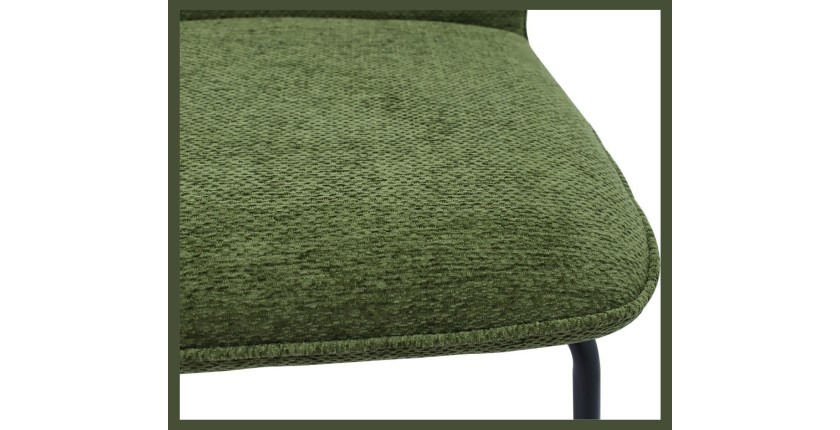 Lot de 2 chaises LIVARA – Tissu vert – Pieds métal – Design compact – Élégance naturelle et contemporaine 