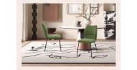 Lot de 2 chaises LIVARA – Tissu vert – Pieds métal – Design compact – Élégance naturelle et contemporaine 