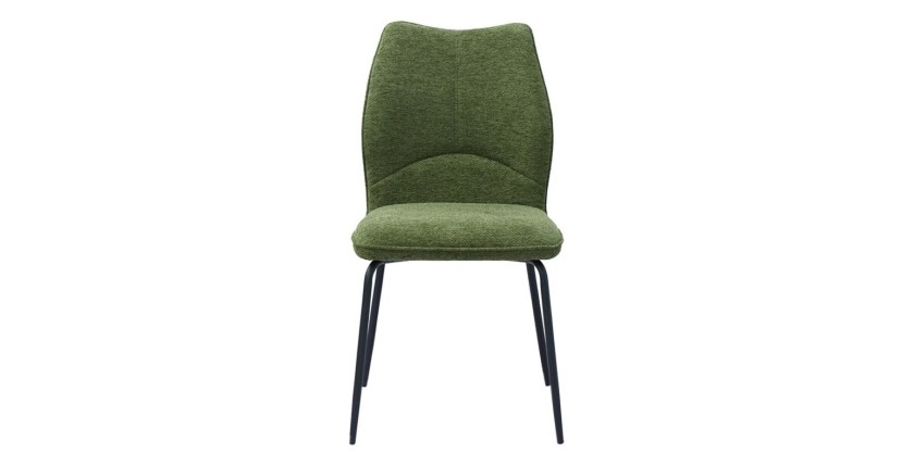 Lot de 2 chaises LIVARA – Tissu vert – Pieds métal – Design compact – Élégance naturelle et contemporaine 