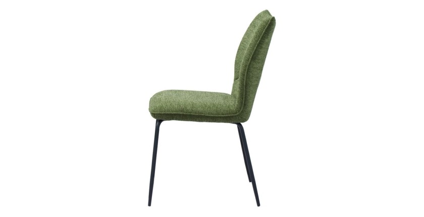 Lot de 2 chaises LIVARA – Tissu vert – Pieds métal – Design compact – Élégance naturelle et contemporaine 