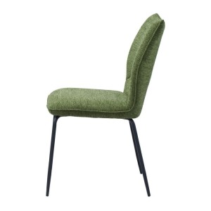 Lot de 2 chaises LIVARA – Tissu vert – Pieds métal – Design compact – Élégance naturelle et contemporaine 