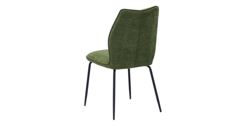 Lot de 2 chaises LIVARA – Tissu vert – Pieds métal – Design compact – Élégance naturelle et contemporaine 
