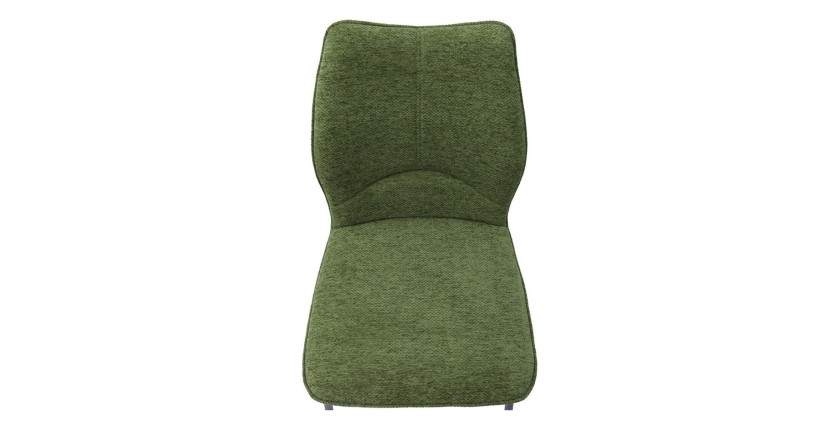 Lot de 2 chaises LIVARA – Tissu vert – Pieds métal – Design compact – Élégance naturelle et contemporaine 