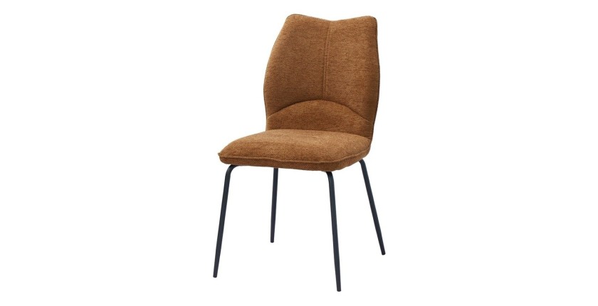 Lot de 2 chaises LIVARA – Tissu rouille – Pieds métal – Design compact – Élégance chaleureuse et tendance 