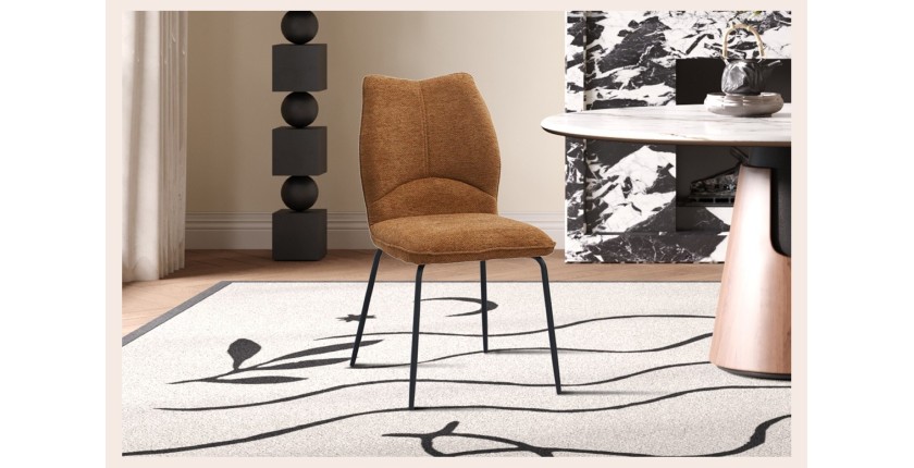 Lot de 2 chaises LIVARA – Tissu rouille – Pieds métal – Design compact – Élégance chaleureuse et tendance 