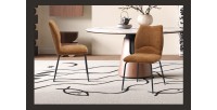 Lot de 2 chaises LIVARA – Tissu rouille – Pieds métal – Design compact – Élégance chaleureuse et tendance 