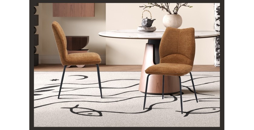 Lot de 2 chaises LIVARA – Tissu rouille – Pieds métal – Design compact – Élégance chaleureuse et tendance 