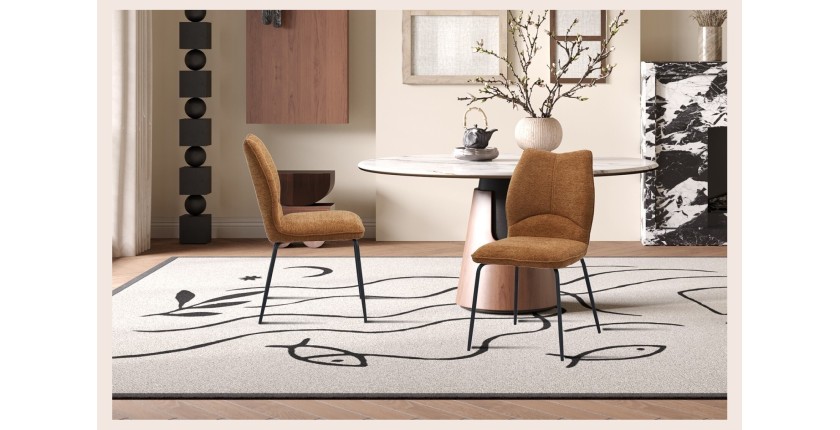 Lot de 2 chaises LIVARA – Tissu rouille – Pieds métal – Design compact – Élégance chaleureuse et tendance 