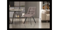 Lot de 2 chaises VELMIA – Tissu poivre – Pieds métal – Design moderne – Élégance naturelle et contrastée 