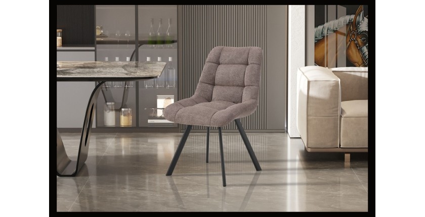 Lot de 2 chaises VELMIA – Tissu poivre – Pieds métal – Design moderne – Élégance naturelle et contrastée 