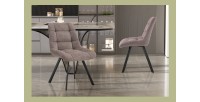 Lot de 2 chaises VELMIA – Tissu poivre – Pieds métal – Design moderne – Élégance naturelle et contrastée 