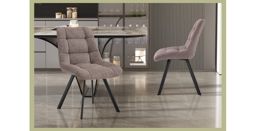 Lot de 2 chaises VELMIA – Tissu poivre – Pieds métal – Design moderne – Élégance naturelle et contrastée 