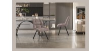 Lot de 2 chaises VELMIA – Tissu poivre – Pieds métal – Design moderne – Élégance naturelle et contrastée 