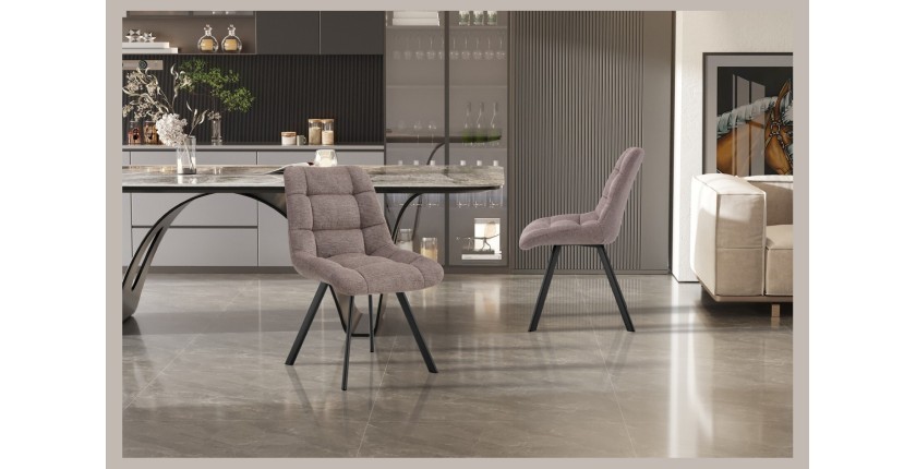 Lot de 2 chaises VELMIA – Tissu poivre – Pieds métal – Design moderne – Élégance naturelle et contrastée 
