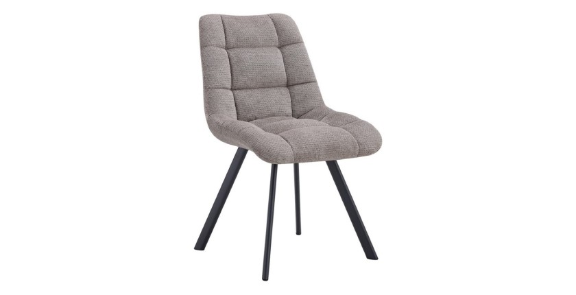 Lot de 2 chaises VELMIA – Tissu gris clair – Pieds métal – Design moderne – Élégance douce et lumineuse 