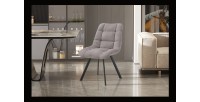 Lot de 2 chaises VELMIA – Tissu gris clair – Pieds métal – Design moderne – Élégance douce et lumineuse 