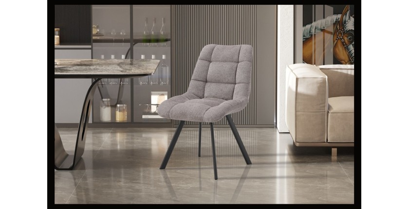 Lot de 2 chaises VELMIA – Tissu gris clair – Pieds métal – Design moderne – Élégance douce et lumineuse 