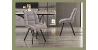 Lot de 2 chaises VELMIA – Tissu gris clair – Pieds métal – Design moderne – Élégance douce et lumineuse 