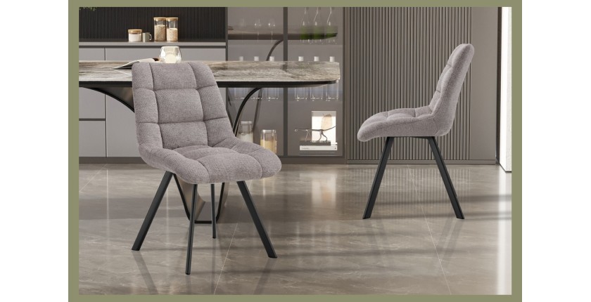 Lot de 2 chaises VELMIA – Tissu gris clair – Pieds métal – Design moderne – Élégance douce et lumineuse 