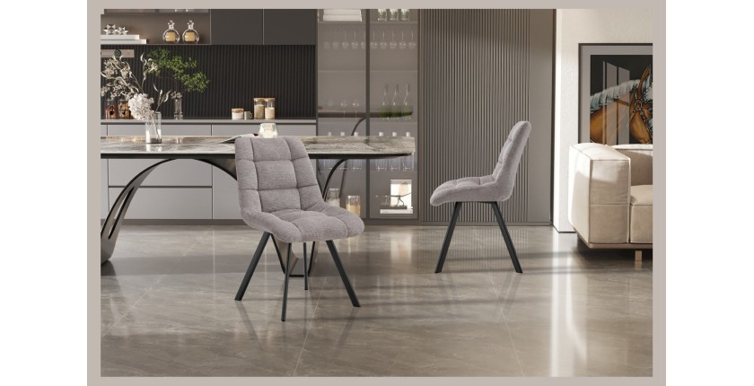 Lot de 2 chaises VELMIA – Tissu gris clair – Pieds métal – Design moderne – Élégance douce et lumineuse 