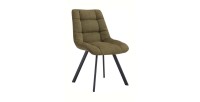 Lot de 2 chaises VELMIA – Tissu vert olive – Pieds métal – Design compact – Élégance naturelle et contemporaine 