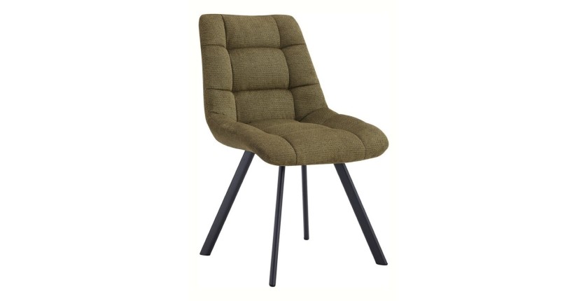 Lot de 2 chaises VELMIA – Tissu vert olive – Pieds métal – Design compact – Élégance naturelle et contemporaine 