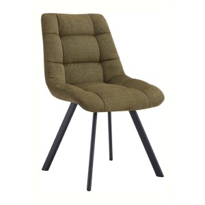 Lot de 2 chaises VELMIA – Tissu vert olive – Pieds métal – Design compact – Élégance naturelle et contemporaine 