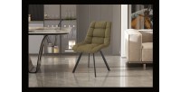 Lot de 2 chaises VELMIA – Tissu vert olive – Pieds métal – Design compact – Élégance naturelle et contemporaine 